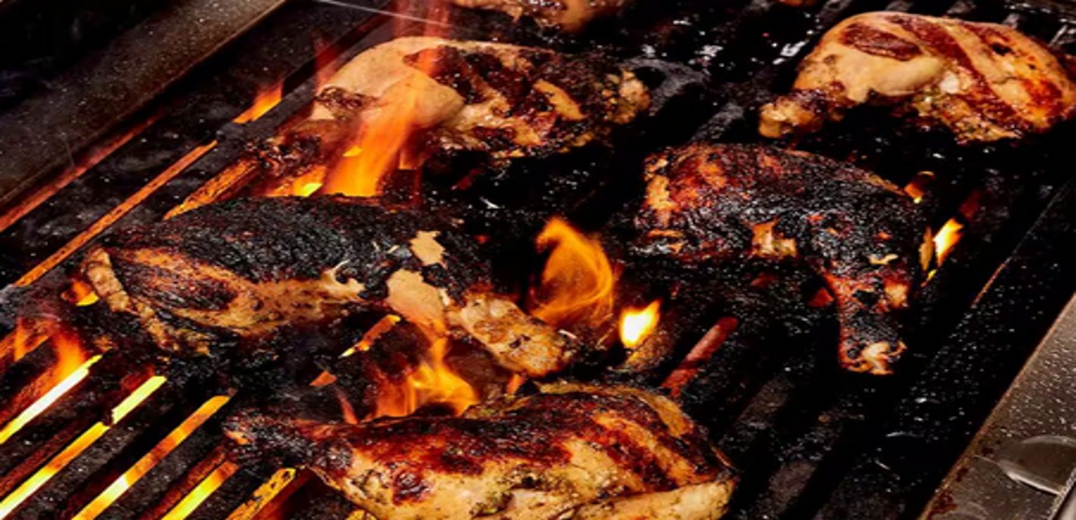 Jerk Chicken-on-grill-Maroon-Kitchen